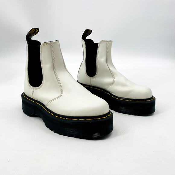 Dr. Martens white leather platform chelsea boots - Picture 1 of 7